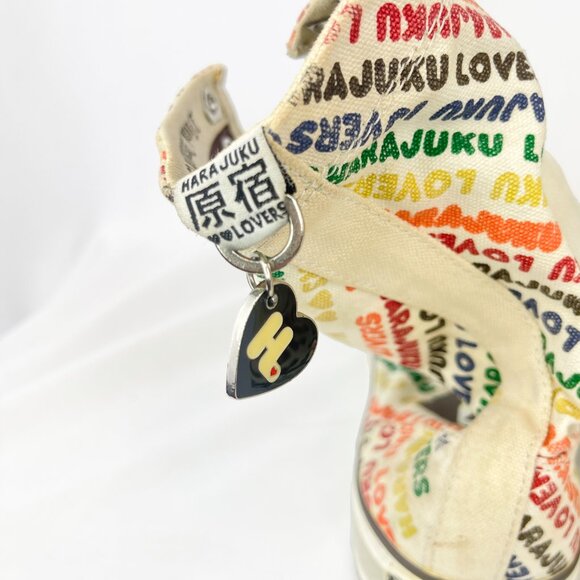 2000s Harajuku Lovers Rainbow Print High Tops sz 7 - Picture 8 of 10